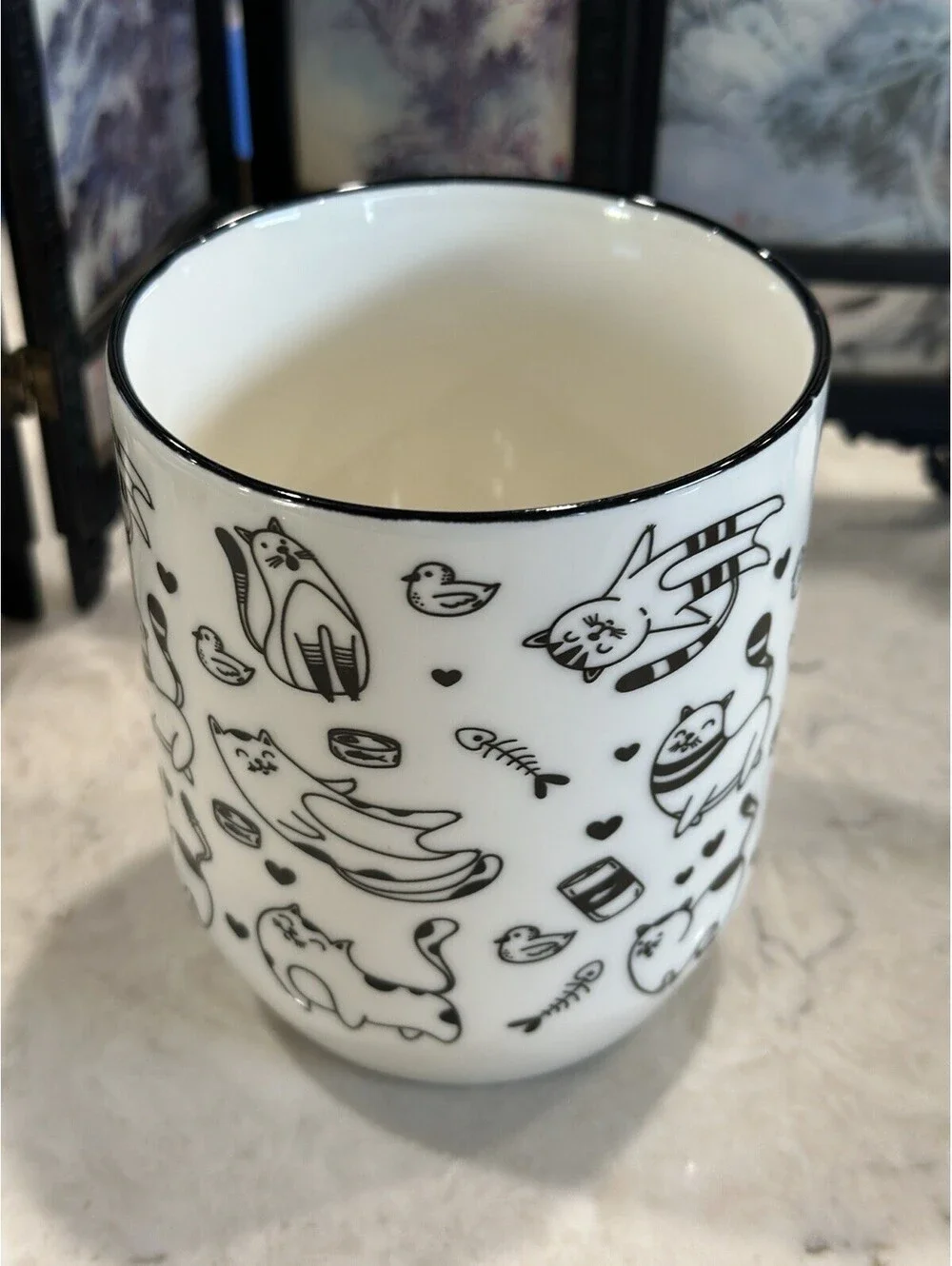 Cat Print Ceramic Mug Adorable Coffee Mug Cute Cat Mug